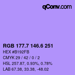 カラーコード: RGB 177.7 146.6 251 | qconv.com