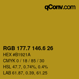 カラーコード: RGB 177.7 146.6 26 | qconv.com