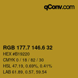 カラーコード: RGB 177.7 146.6 32 | qconv.com