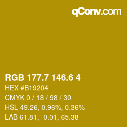 カラーコード: RGB 177.7 146.6 4 | qconv.com
