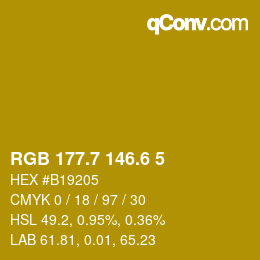 カラーコード: RGB 177.7 146.6 5 | qconv.com