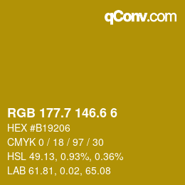 カラーコード: RGB 177.7 146.6 6 | qconv.com