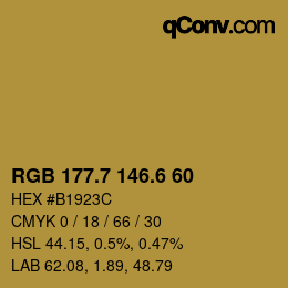 カラーコード: RGB 177.7 146.6 60 | qconv.com