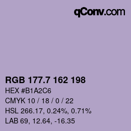 カラーコード: RGB 177.7 162 198 | qconv.com