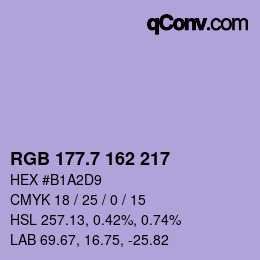 カラーコード: RGB 177.7 162 217 | qconv.com