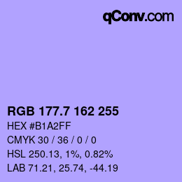 カラーコード: RGB 177.7 162 255 | qconv.com