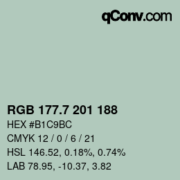 カラーコード: RGB 177.7 201 188 | qconv.com