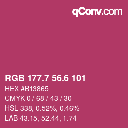 カラーコード: RGB 177.7 56.6 101 | qconv.com