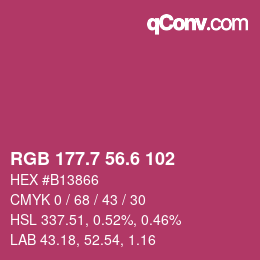 カラーコード: RGB 177.7 56.6 102 | qconv.com
