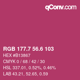 カラーコード: RGB 177.7 56.6 103 | qconv.com
