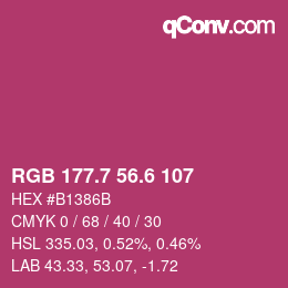 カラーコード: RGB 177.7 56.6 107 | qconv.com