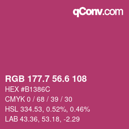 カラーコード: RGB 177.7 56.6 108 | qconv.com