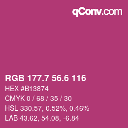 カラーコード: RGB 177.7 56.6 116 | qconv.com