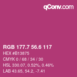 カラーコード: RGB 177.7 56.6 117 | qconv.com