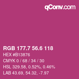 カラーコード: RGB 177.7 56.6 118 | qconv.com