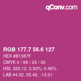 カラーコード: RGB 177.7 56.6 127 | qconv.com