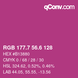 カラーコード: RGB 177.7 56.6 128 | qconv.com