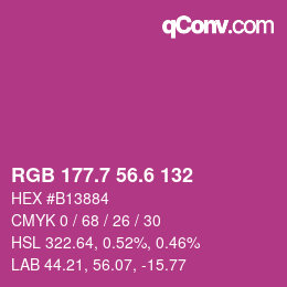 カラーコード: RGB 177.7 56.6 132 | qconv.com