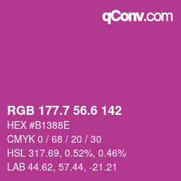 カラーコード: RGB 177.7 56.6 142 | qconv.com