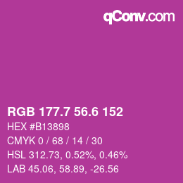 カラーコード: RGB 177.7 56.6 152 | qconv.com