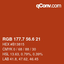 カラーコード: RGB 177.7 56.6 21 | qconv.com