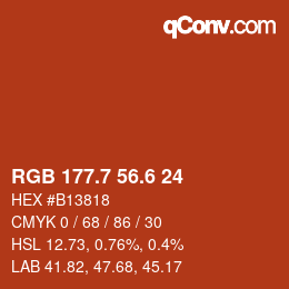 カラーコード: RGB 177.7 56.6 24 | qconv.com
