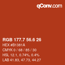 カラーコード: RGB 177.7 56.6 26 | qconv.com