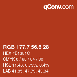 カラーコード: RGB 177.7 56.6 28 | qconv.com