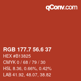 カラーコード: RGB 177.7 56.6 37 | qconv.com