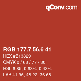 カラーコード: RGB 177.7 56.6 41 | qconv.com
