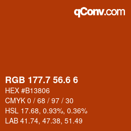 カラーコード: RGB 177.7 56.6 6 | qconv.com
