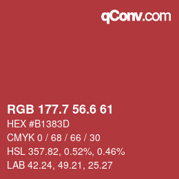 カラーコード: RGB 177.7 56.6 61 | qconv.com