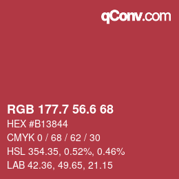 カラーコード: RGB 177.7 56.6 68 | qconv.com