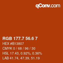 カラーコード: RGB 177.7 56.6 7 | qconv.com