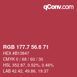 カラーコード: RGB 177.7 56.6 71 | qconv.com