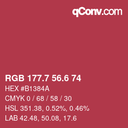 カラーコード: RGB 177.7 56.6 74 | qconv.com