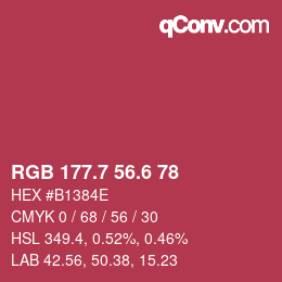 カラーコード: RGB 177.7 56.6 78 | qconv.com