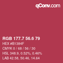 カラーコード: RGB 177.7 56.6 79 | qconv.com