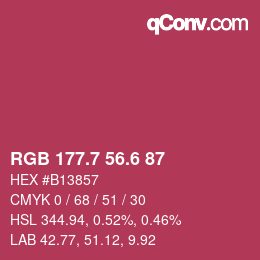 カラーコード: RGB 177.7 56.6 87 | qconv.com