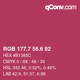 カラーコード: RGB 177.7 56.6 92 | qconv.com