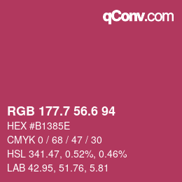 カラーコード: RGB 177.7 56.6 94 | qconv.com