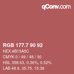 カラーコード: RGB 177.7 90 92 | qconv.com