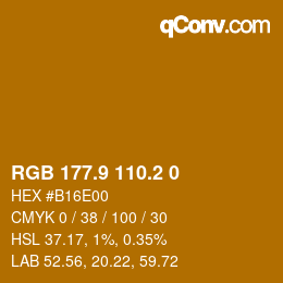 Color code: RGB 177.9 110.2 0 | qconv.com