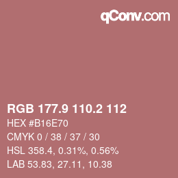 カラーコード: RGB 177.9 110.2 112 | qconv.com