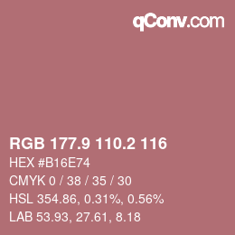 カラーコード: RGB 177.9 110.2 116 | qconv.com