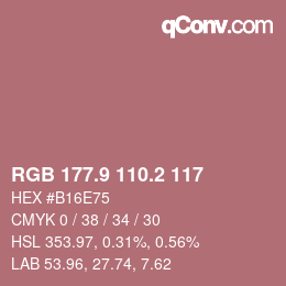 カラーコード: RGB 177.9 110.2 117 | qconv.com