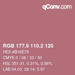 Color code: RGB 177.9 110.2 120 | qconv.com