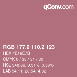 カラーコード: RGB 177.9 110.2 123 | qconv.com