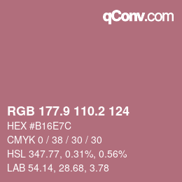 カラーコード: RGB 177.9 110.2 124 | qconv.com