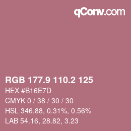 カラーコード: RGB 177.9 110.2 125 | qconv.com